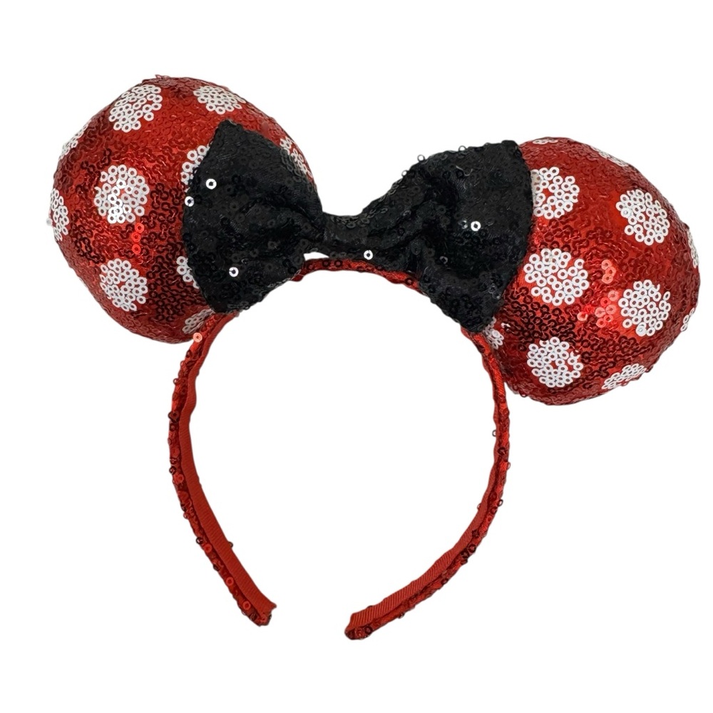 Red Sequin Polka Dot Mouse Ears Headband